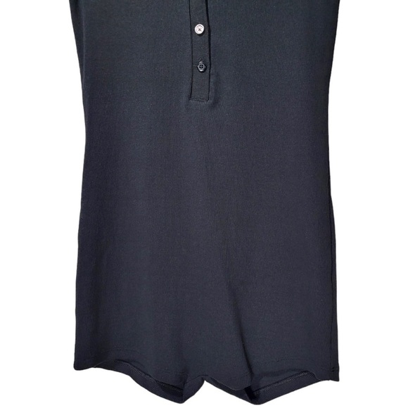 NWT Zara Short Sleeve Ribbed Polo Bodysuit-Romper in Black - Picture 8 of 12